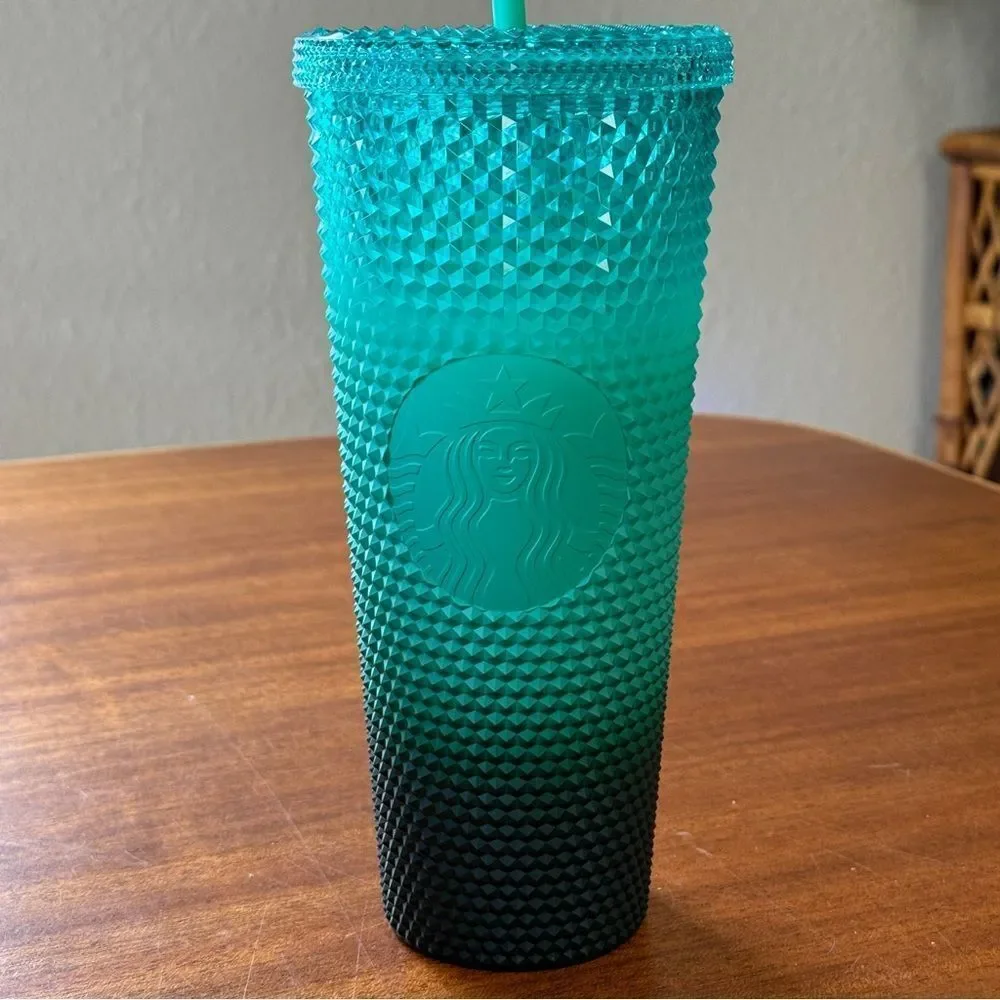 NWT Starbucks 2022 Mint Green Ombre Studded 24oz Venti Cold Cup Tumbler Gradient